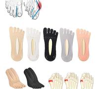 Sock Align Toe Socks for Bunion, AntiBunions Health Sock, Anti-Bunions Health Socks, No Show Low Cut Five Finger Socks (black+white+pink+Ash+skin)