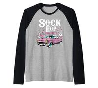 Sock Hop 50s Classic Car Rockabilly 1950s Dance Party Retro Camiseta Manga Raglan