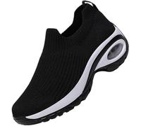 Sock Shoes Women, Women Slip on Sneakers with Air-Cushion Arch Support Sneakers for Work & Long Hours of Standing (Black,42)