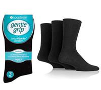 Sock Shop - Calcetines de algodón para diabéticos para hombre, 3 pares de calcetines no elásticos, talla 6-11, Negro, 6-11