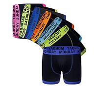 Sock Stack Boxers 7 Days of The Week - Pantalones cortos de algodón para niños, Negro, 7-8 Years