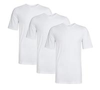 Sock Stack Paquete de 3 camisetas lisas de cuello redondo para hombre, paquete múltiple, de manga corta, ajustadas, transpirables, para hombre, blanco, L