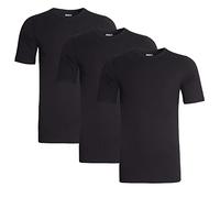 Sock Stack Paquete de 3 camisetas lisas de cuello redondo para hombre, paquete múltiple, de manga corta, ajustadas, transpirables, para hombre, Negro, M