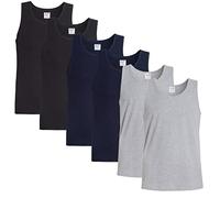 Sock Stack Paquete de 6 chalecos para hombre, ligeros, para gimnasio, verano, camiseta sin mangas, Gris Azul Marino Negro, XL