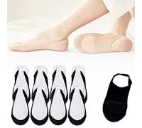 Sock-Style Ball of Foot Cushions for Women, Socks with Forefoot Cushion Pads for Women (One Size,B-4Pairs Black)
