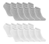 sockenkauf24 10 | 20 | 30 Pares Calcetines Cortos Mujer Hombre Calcetines Tobillero Negro Blanco Gris Algodón (10x Gris + 10x Blanco 35-38)