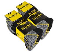 sockenkauf24 10 o 20 Pares Calcetines de Trabajo Cortos Hombre Reforzados Algodón WORK (43-46 10 Pares Negro/Gris)