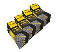 sockenkauf24 10 o 20 Pares Calcetines de Trabajo Hombre Reforzados Algodón WORK (43-46 20 Pares Negro/Gris)