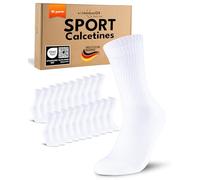sockenkauf24 10 Pares Calcetines Deporte Hombre Mujer Tenis Algodón Transpirable Acolchado Crew Socks Blanco 39-42