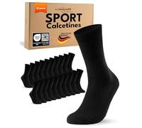 sockenkauf24 10 Pares Calcetines Deporte Hombre Mujer Tenis Algodón Transpirable Acolchado Crew Socks Negro 39-42