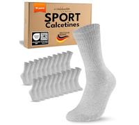 sockenkauf24 10 Pares Calcetines Deporte Hombre Tenis Algodón Transpirable Acolchado Crew Socks Gris 47-50
