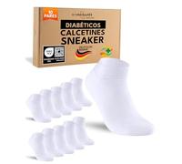 sockenkauf24 10 Pares Calcetines Diabéticos Tobilleros Hombre Cortos sin Elástico y sin Costuras con Cintura de Confort Algodón Blanco 43-46