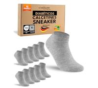 sockenkauf24 10 Pares Calcetines Diabéticos Tobilleros Hombre Cortos sin Elástico y sin Costuras con Cintura de Confort Algodón Gris 43-46