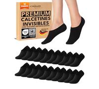 sockenkauf24 10 Pares Calcetines Invisibles Hombre Tobilleros Cortos Algodón Transpirables Silicona Negro 43-46