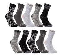 sockenkauf24 10 Pares Calcetines Mujer Multicolor Motivos Rayas Puntos Corazones Algodón 34977/1 (35-38)