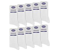 sockenkauf24 10 pares de calcetines 100% algodón para hombre y mujer con banda de confort sin costuras, Blanco, 43-46