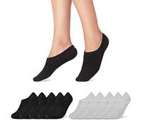 sockenkauf24 10 Pares de Calcetines Cortos Hombre & Mujer Calcetines Tobilleros Algodón Negro Blanco Gris 16805 (43-46 Negro & Gris)