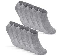 sockenkauf24 10 Pares de Calcetines Cortos Hombre Mujer Calcetines Tobilleros Transpirables con Malla Algodón 16510 (47-50 Gris)