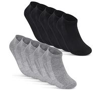 sockenkauf24 10 Pares de Calcetines Cortos Hombre Mujer Calcetines Tobilleros Transpirables con Malla Algodón 16510 (39-42 Negro+Gris)