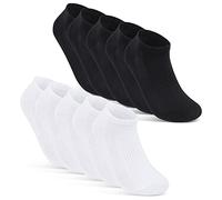 sockenkauf24 10 Pares de Calcetines Cortos Hombre Mujer Calcetines Tobilleros Transpirables con Malla Algodón 16510 (35-38 Negro+Blanco)