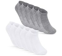 sockenkauf24 10 Pares de Calcetines Cortos Hombre Mujer Calcetines Tobilleros Transpirables con Malla Algodón 16510 (43-46 Gris+Blanco)