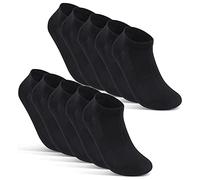 sockenkauf24 10 Pares de Calcetines Cortos Hombre Mujer Calcetines Tobilleros Transpirables con Malla Algodón 16510 (43-46 Negro)