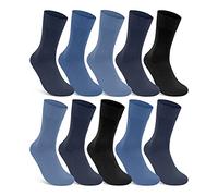 sockenkauf24 10 Pares de calcetines Hombre y Mujer 100% Algodón sin costura y sin presiones molestas Diferentes variedades (43-46, 4 x Azul marino | 4 x Azul tejano | 2 x Negro)