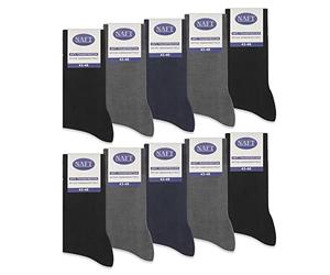 sockenkauf24 10 Pares de calcetines Hombre y Mujer 100% Algodón sin costura y sin presiones molestas Diferentes variedades (39-42, 4 x Gris claro | 2 x Azul marino | 4 x Negro)