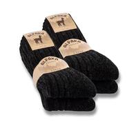 sockenkauf24 4 Pares Calcetines Lana Alpaca Hombre Mujer Calcetines Cálidos Invierno 20900 (Negro 47-50)