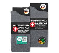 sockenkauf24 6 Pares de Calcetines Diabéticos con Cintura de Confort sin Elástico & sin Costuras Hombre & Mujer 97% Algodón (35-38 Gris)