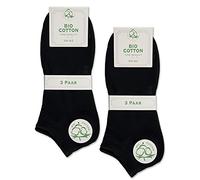 sockenkauf24 6 pares de calcetines sneaker de algodón orgánico para hombre y mujer sin costura con banda de confort, Negro , 43-46