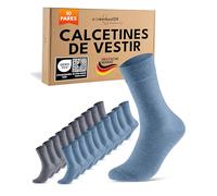 sockenkauf24 Calcetines Clásicos Hombre Mujer 10 Pares Algodón Comodos Transpirables (Azul 35-38)