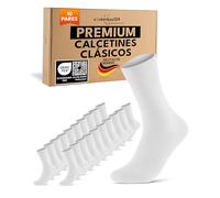 sockenkauf24 Calcetines Clásicos Hombre Mujer 10 Pares Algodón Comodos Transpirables (Blanco 39-42)