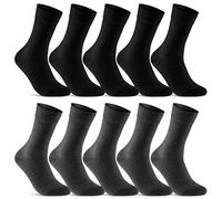 sockenkauf24 Calcetines Clásicos Hombre Mujer 10 Pares Algodón Transpirables Comodos (Negro Antracita 43-46)