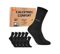 sockenkauf24 Calcetines Cómodo Diabéticos Hombre 39-42 Mujer Negro sin Elástico y sin Costuras con Cintura de Confort Algodón 10 Pares