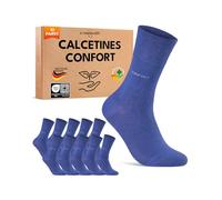 sockenkauf24 Calcetines Cómodo Diabéticos Hombre 43-46 sin Elástico y sin Costuras con Cintura de Confort Algodón Navy 10 Pares