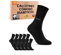 sockenkauf24 Calcetines Cómodo Diabéticos Hombre 47-50 Negro sin Elástico y sin Costuras con Cintura de Confort Algodón 10 Pares