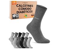 sockenkauf24 Calcetines Cómodo Diabéticos Mujer 35-38 sin Elástico y sin Costuras con Cintura de Confort Algodón Negro Gris Antracita 10 Pares