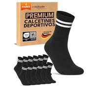 sockenkauf24 Calcetines Deportivos Hombre Tenis Performance Crew Socks 6 Pares Acolchados Transpirables Estilo Retro 70107T (Negro Rayas 43-46)