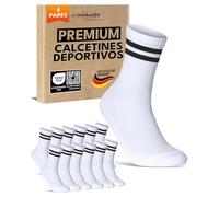 sockenkauf24 Calcetines Deportivos Hombre Tenis Performance Crew Socks 6 Pares Acolchados Transpirables Estilo Retro 70107T (Blanco Rayas 43-46)