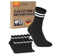 sockenkauf24 Calcetines Deportivos Hombre Tenis Performance Crew Socks 6 Pares Acolchados Transpirables Estilo Retro 70107T (Negro Rayas 47-50)