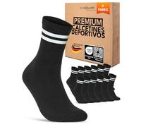 sockenkauf24 Calcetines Deportivos Mujer Tenis Performance Crew Socks 6 Pares Acolchados Transpirables Estilo Retro 70107T (Negro Rayas 35-38)