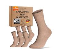 sockenkauf24 Calcetines Diabéticos Hombre 39-42 Beige Mujer 97% Algodón sin Elástico y sin Costuras con Cintura de Confort 6 Pares