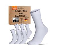 sockenkauf24 Calcetines Diabéticos Hombre 43-46 Blanco 97% Algodón sin Elástico y sin Costuras con Cintura de Confort 6 Pares