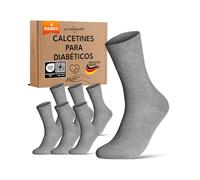 sockenkauf24 Calcetines Diabéticos Hombre 47-50 Gris 97% Algodón sin Elástico y sin Costuras con Cintura de Confort 6 Pares