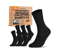 sockenkauf24 Calcetines Diabéticos Hombre 47-50 Negro 97% Algodón sin Elástico y sin Costuras con Cintura de Confort 6 Pares