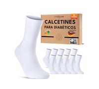 sockenkauf24 Calcetines Diabéticos Hombre 47-50 sin Elástico y sin Costuras con Cintura de Confort Algodón Blanco 10 Pares