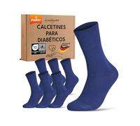 sockenkauf24 Calcetines Diabéticos Mujer 35-38 Azul 97% Algodón sin Elástico y sin Costuras con Cintura de Confort 6 Pares