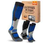 sockenkauf24 Calcetines Esquí para Hombre Lana Merino 2 Pares 39-42 Negro/Azul
