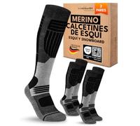 sockenkauf24 Calcetines Esquí para Hombre Lana Merino 2 Pares 43-46 Negro